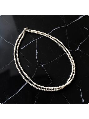 Handmade Freshwater White Pearl Double Strand Necklace - Women Jewelry